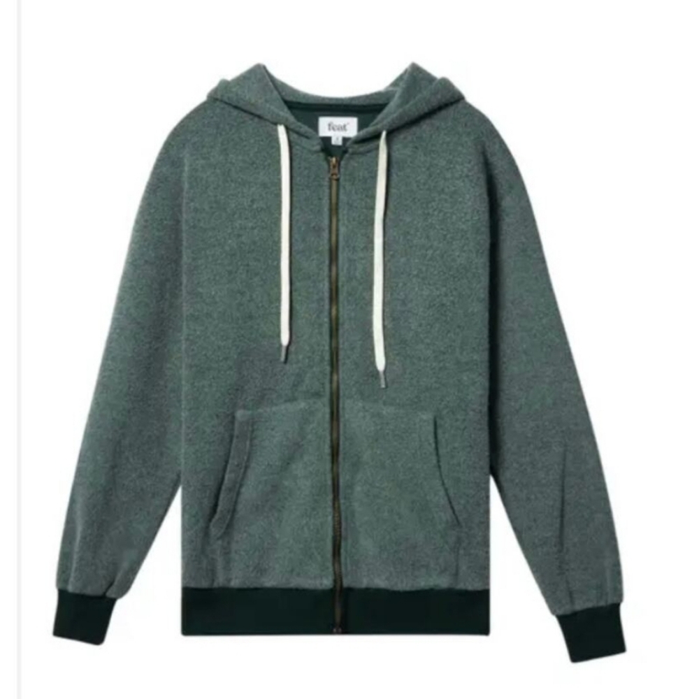 NWT FEAT Rainforest Green Blanket Blend Full Zip Hoodie Unisex Large
